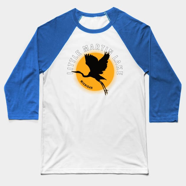 Little Martin Lake in Michigan Heron Sunrise Baseball T-Shirt by BirdsEyeWorks